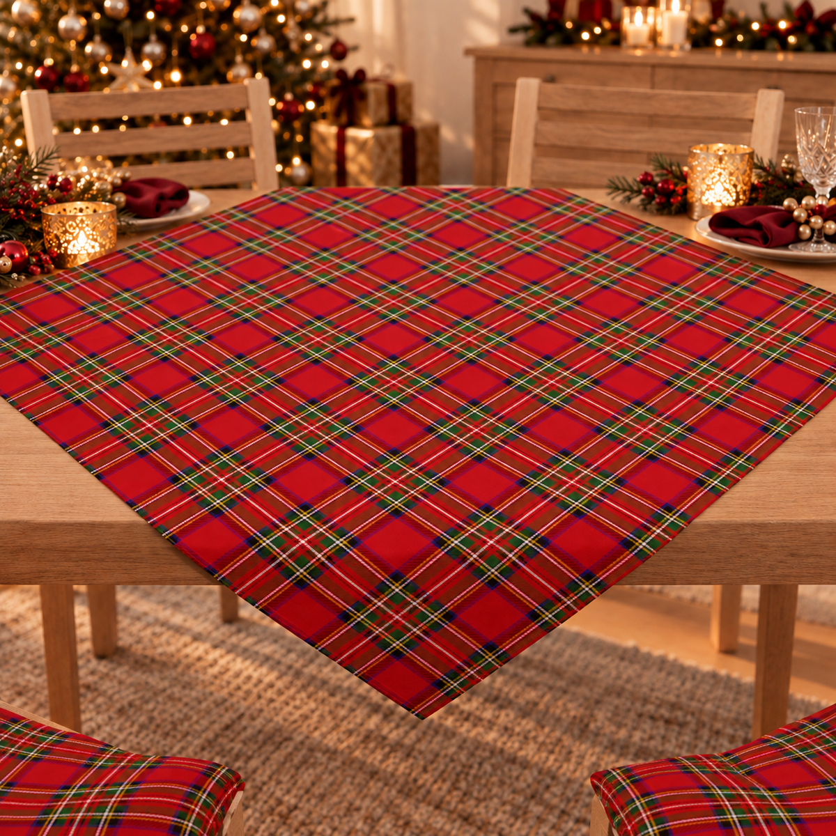 Centrotavola Natalizio per Cucina in Stampa Digitale Tartan, Fantasia Scozzese