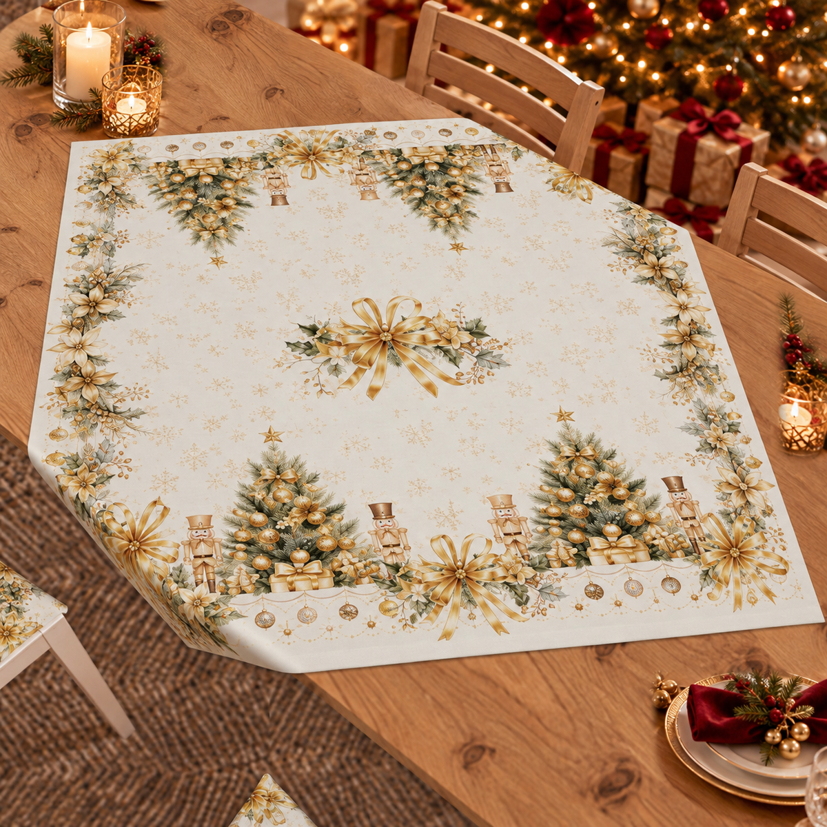 Centrotavola Natalizio per Cucina in Stampa Digitale Xmas Gold