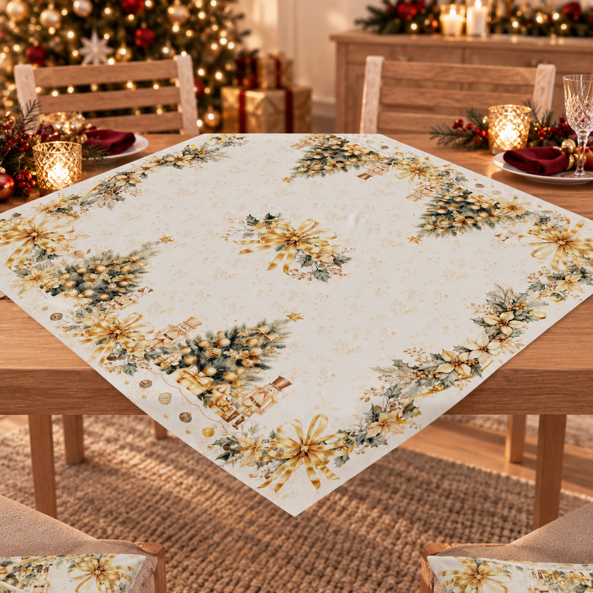Centrotavola Natalizio per Cucina in Stampa Digitale Xmas Gold