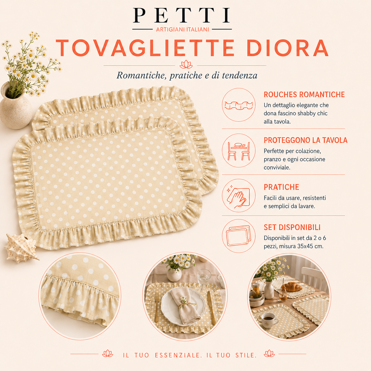 Tovagliette Americane con Rouches Pois 14