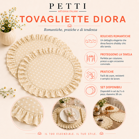 Tovagliette Americane Rotonde con Rouches Pois 16
