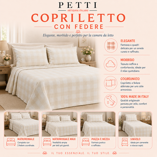 Lenzuolo Copriletto e Federe in Microfibra A Quadretti Grigio Scuro