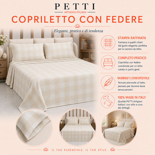 Lenzuolo Copriletto e Federe in Microfibra A Quadretti Verde