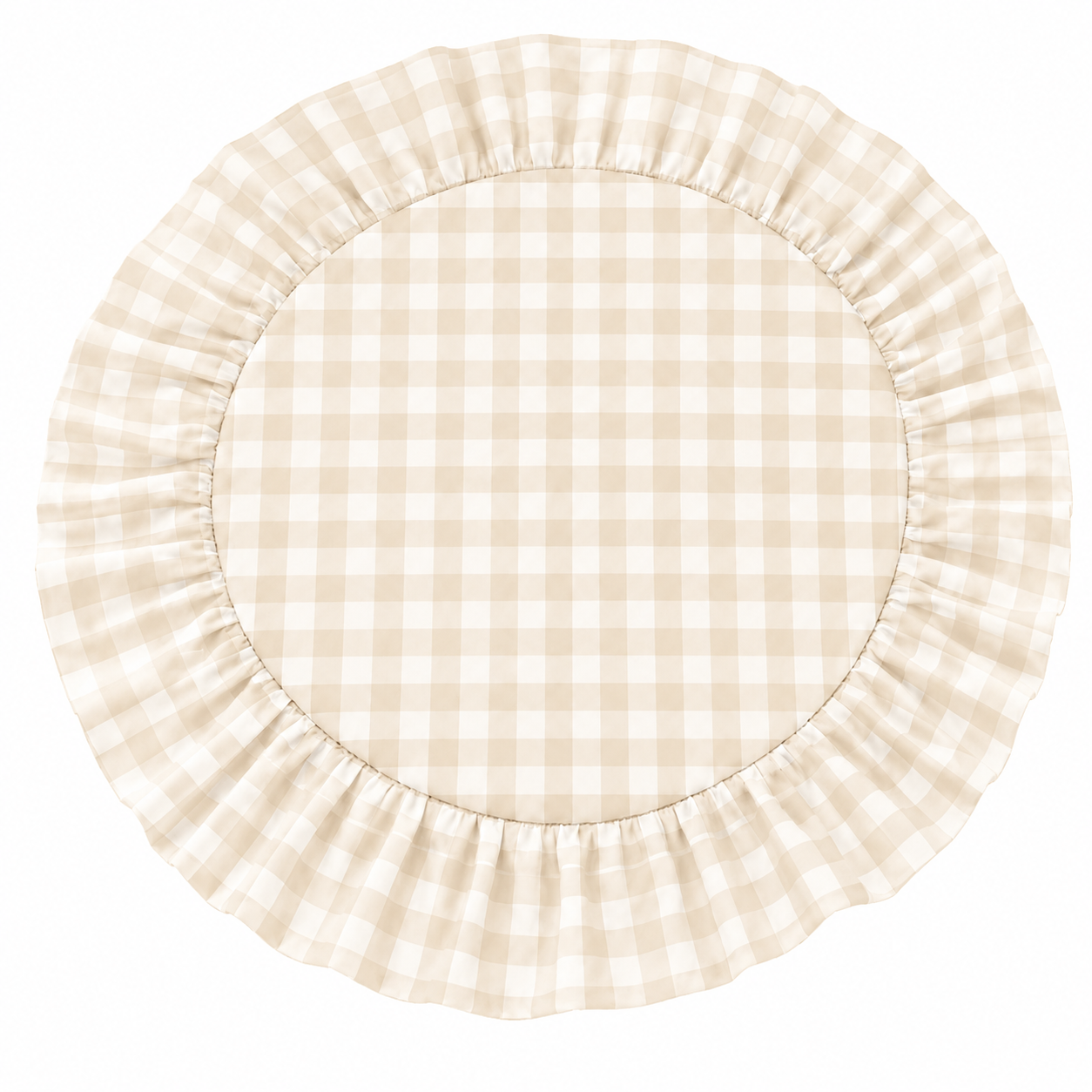 Tovagliette Americane Rotonde con Rouches A Quadretti Beige