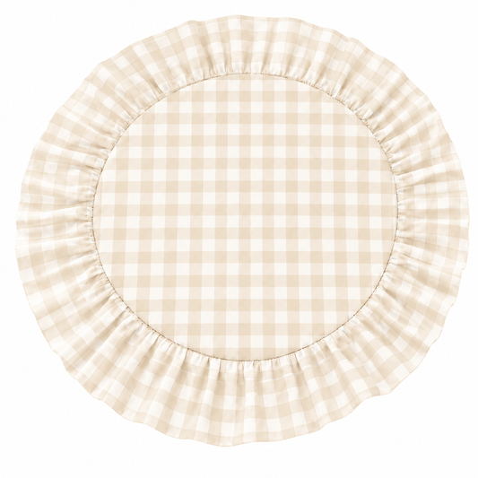 Tovagliette Americane Rotonde con Rouches A Quadretti Beige
