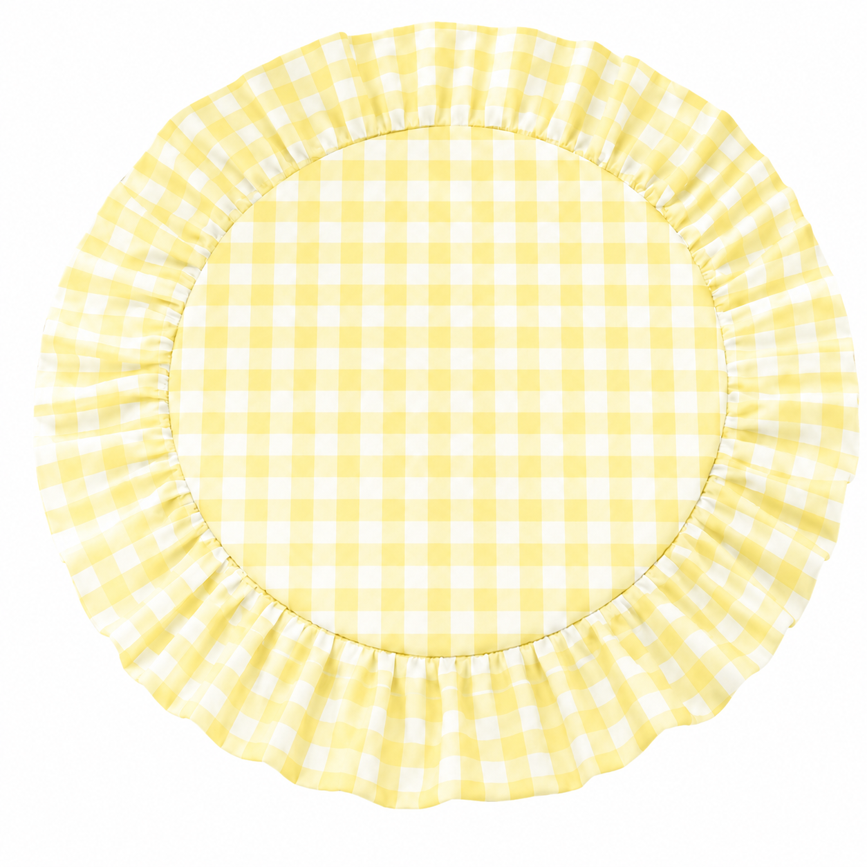 Tovagliette Americane Rotonde con Rouches A Quadretti Giallo