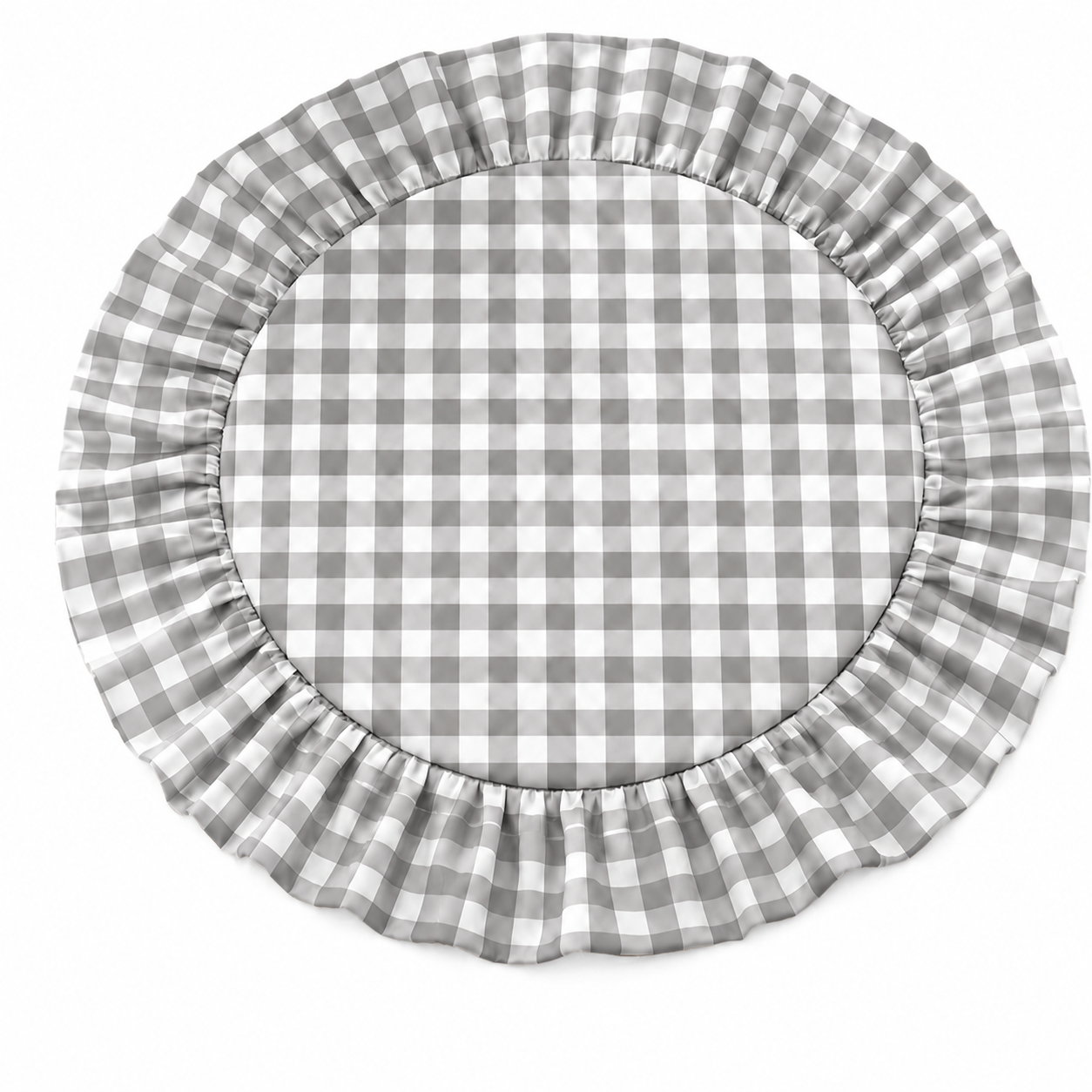 Tovagliette Americane Rotonde con Rouches A Quadretti Grigio Scuro