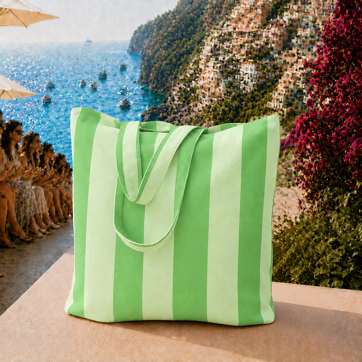 Collezione Mare in Stampa Digitale Righe Verde Chiaro/Salvia