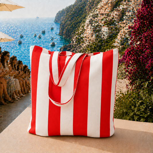 Collezione Mare in Stampa Digitale Righe Bianco/Rosso