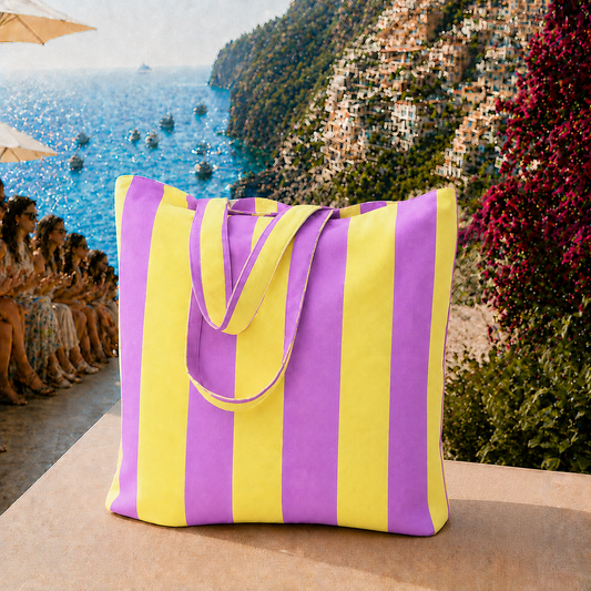 Collezione Mare in Stampa Digitale Righe Giallo/Lilla