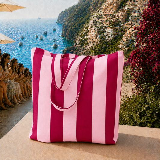 Collezione Mare in Stampa Digitale Righe Rosa/Bordeaux