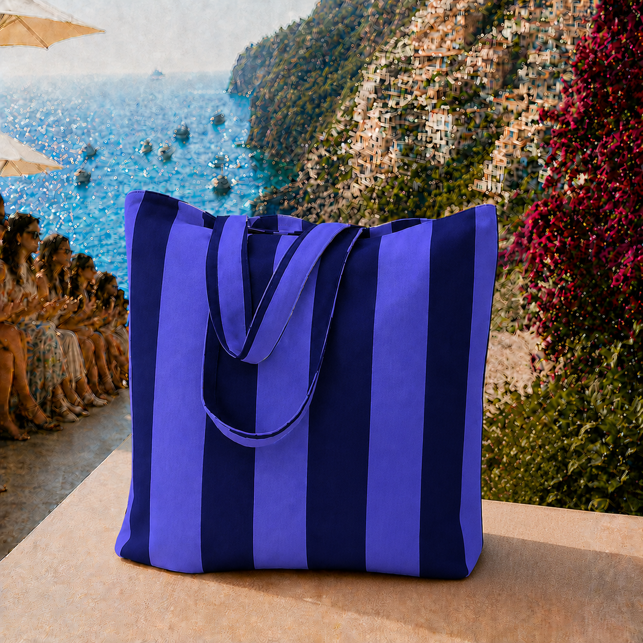 Collezione Mare in Stampa Digitale Righe Indaco/Blu Elettrico