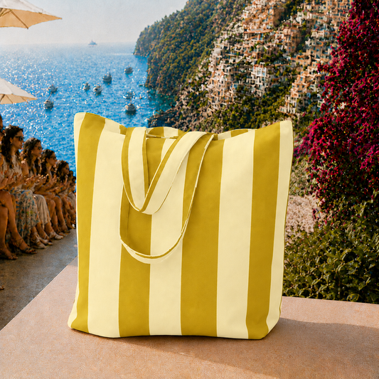 Collezione Mare in Stampa Digitale Righe Giallo Ocra/Panna