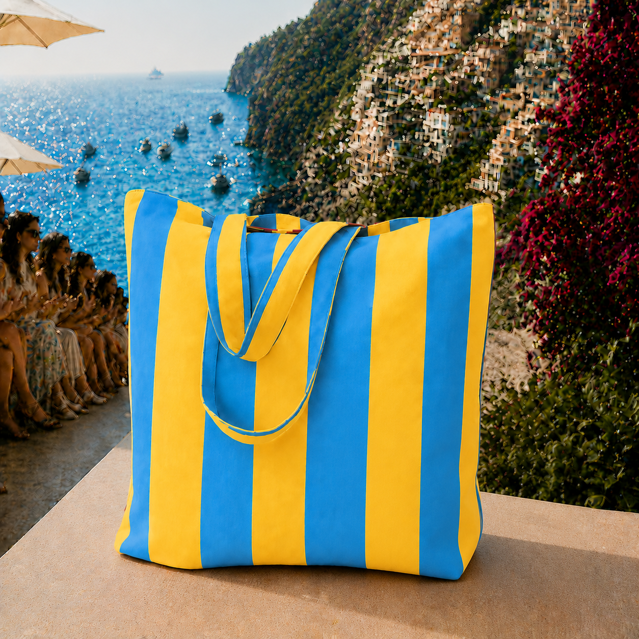 Collezione Mare in Stampa Digitale Righe Giallo/Celeste