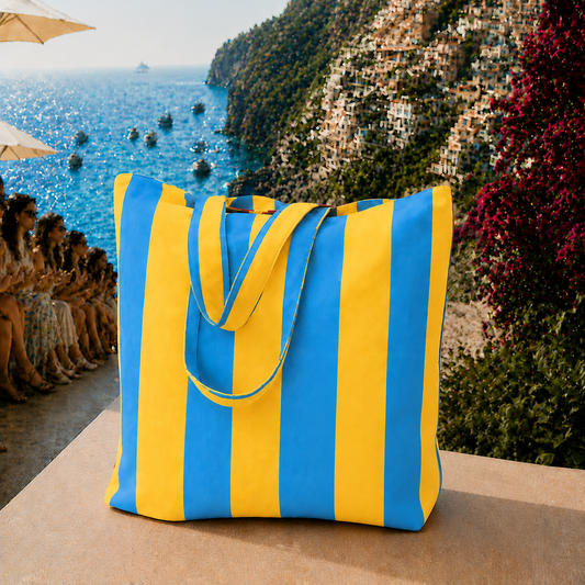 Collezione Mare in Stampa Digitale Righe Giallo/Celeste