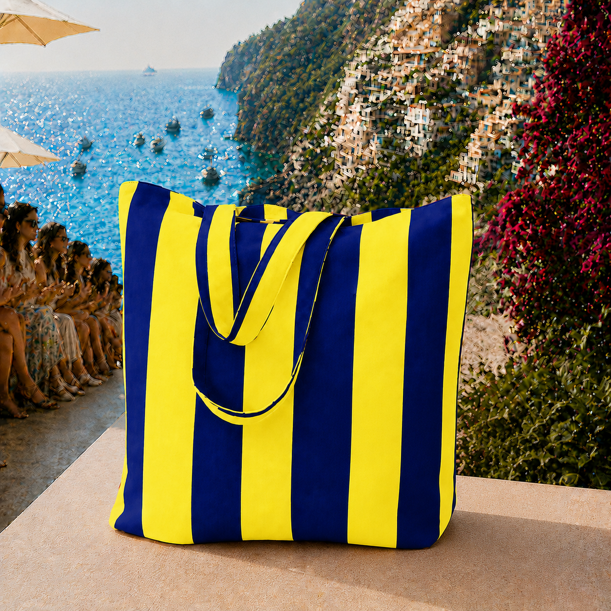 Collezione Mare in Stampa Digitale Righe Giallo/Blu Elettrico