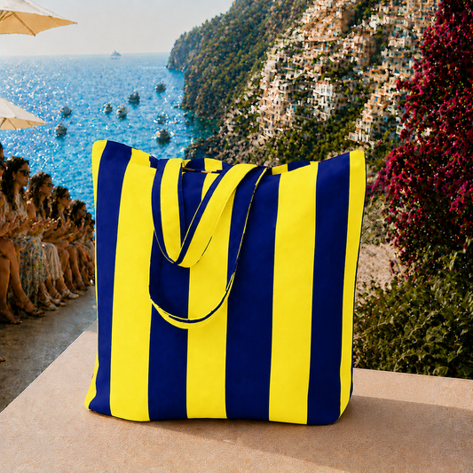 Collezione Mare in Stampa Digitale Righe Giallo/Blu Elettrico
