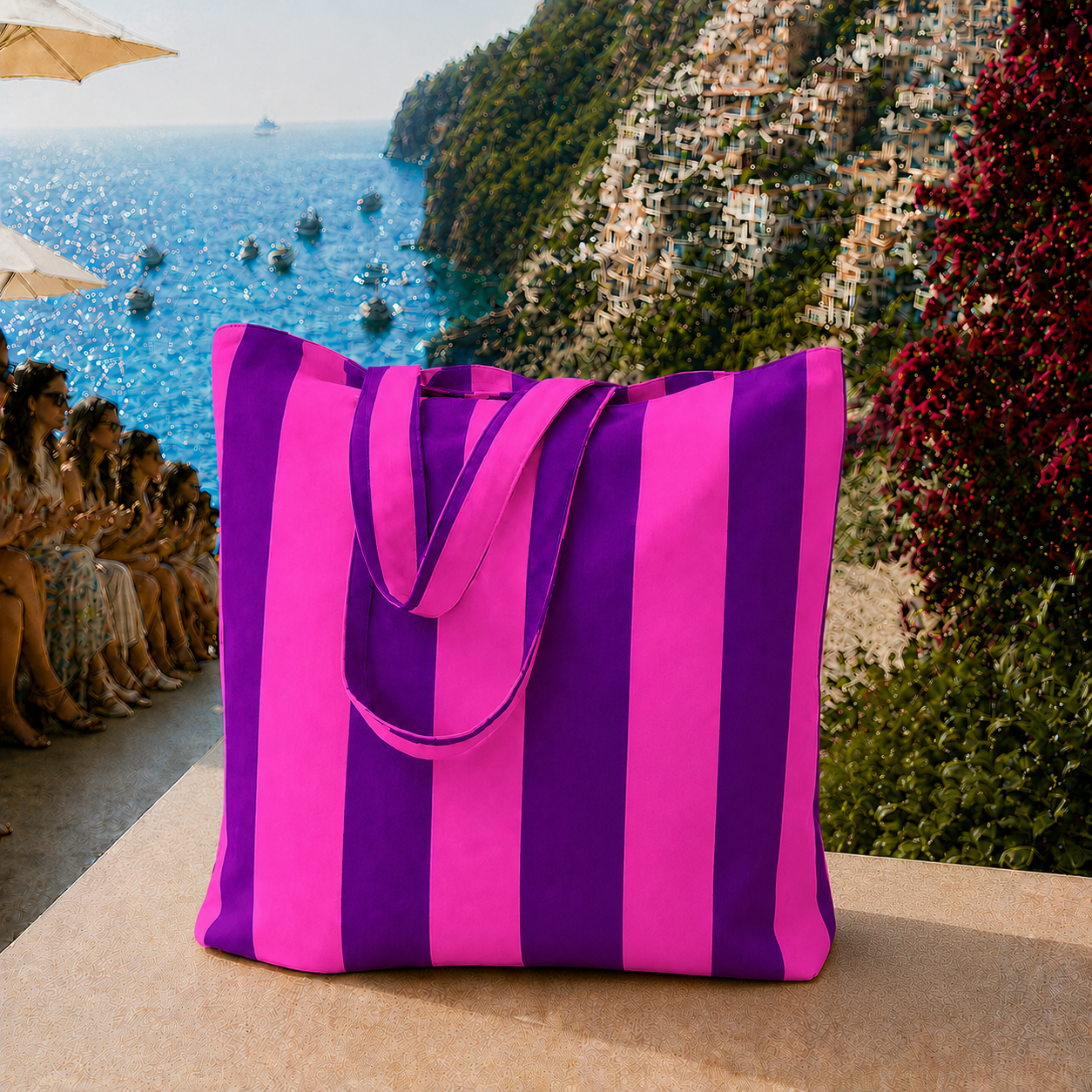 Collezione Mare in Stampa Digitale Righe Viola_Fucsia