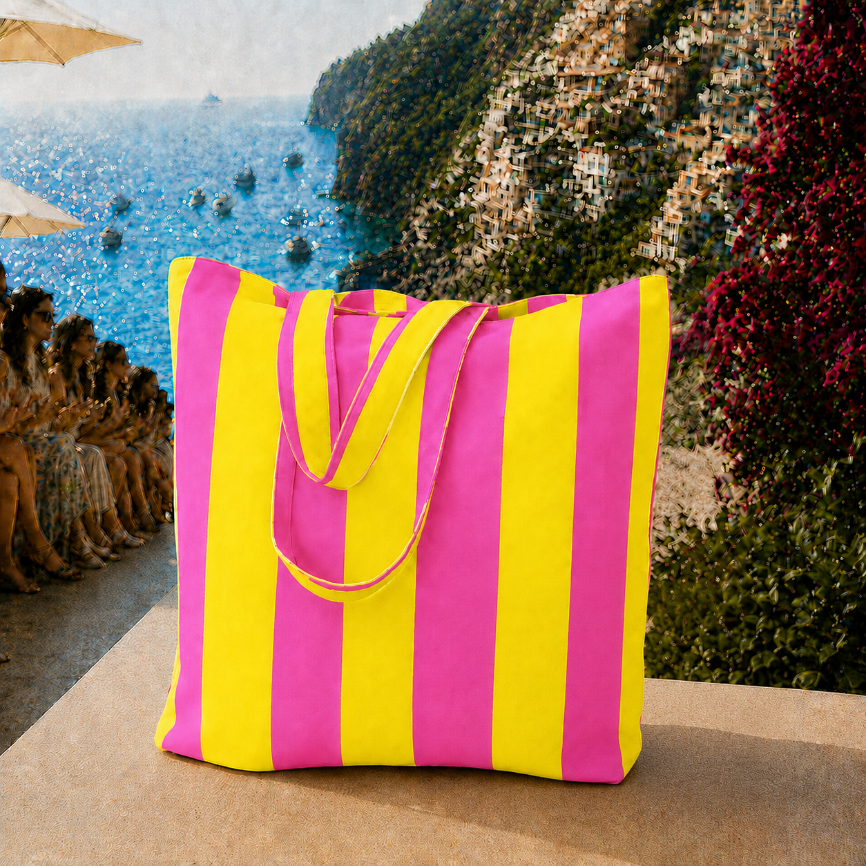 Collezione Mare in Stampa Digitale Righe Giallo_Fucsia