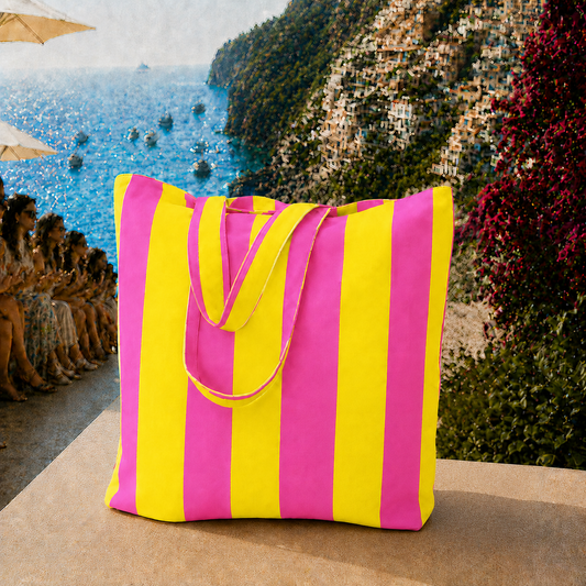 Collezione Mare in Stampa Digitale Righe Giallo_Fucsia