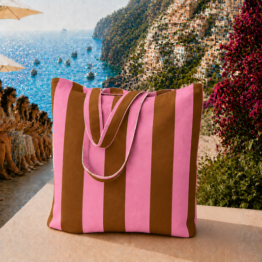 Collezione Mare in Stampa Digitale Righe Marrone_Rosa