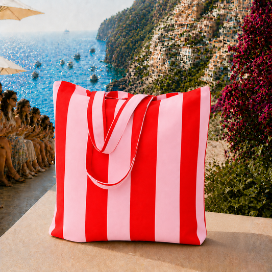 Collezione Mare in Stampa Digitale Righe Rosa/Rosso