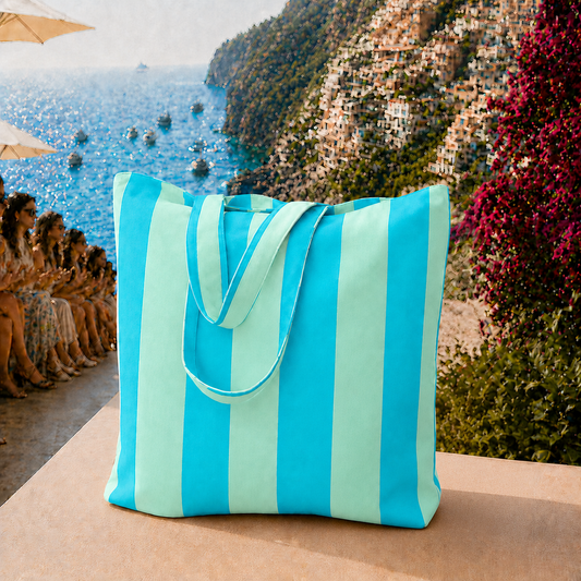 Collezione Mare in Stampa Digitale Righe Celeste/Tiffany