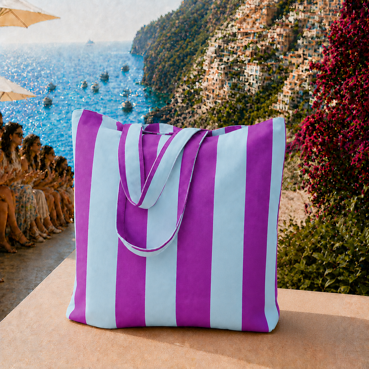 Collezione Mare in Stampa Digitale Righe Viola/Celeste