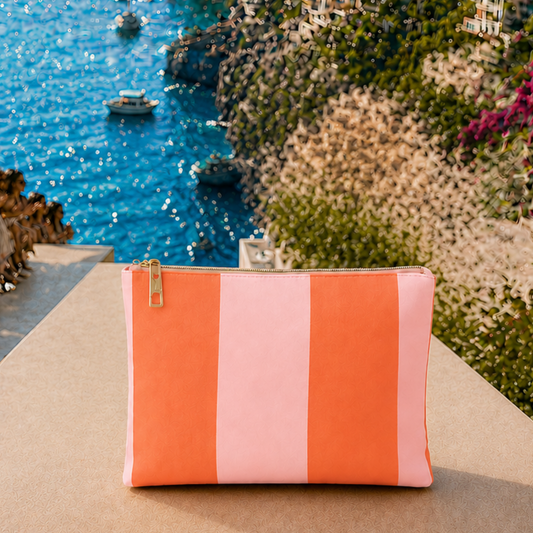 Collezione Mare in Stampa Digitale Righe Rosa/Arancione