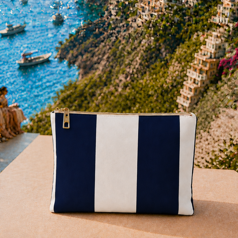 Collezione Mare in Stampa Digitale Righe Bianco/Blu Notte