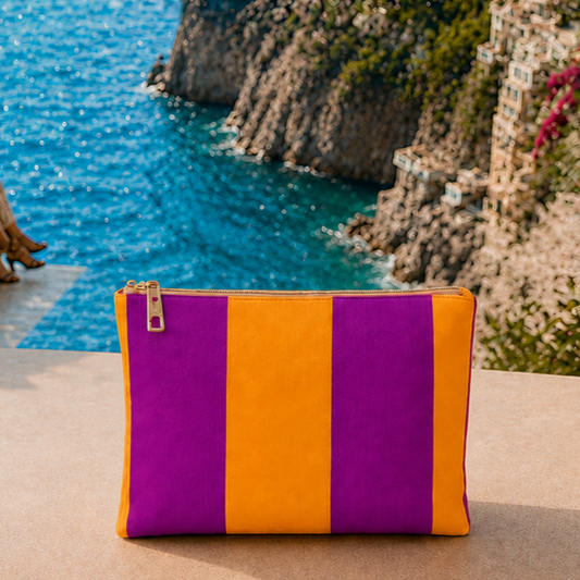 Collezione Mare in Stampa Digitale Righe Arancione/Prugna