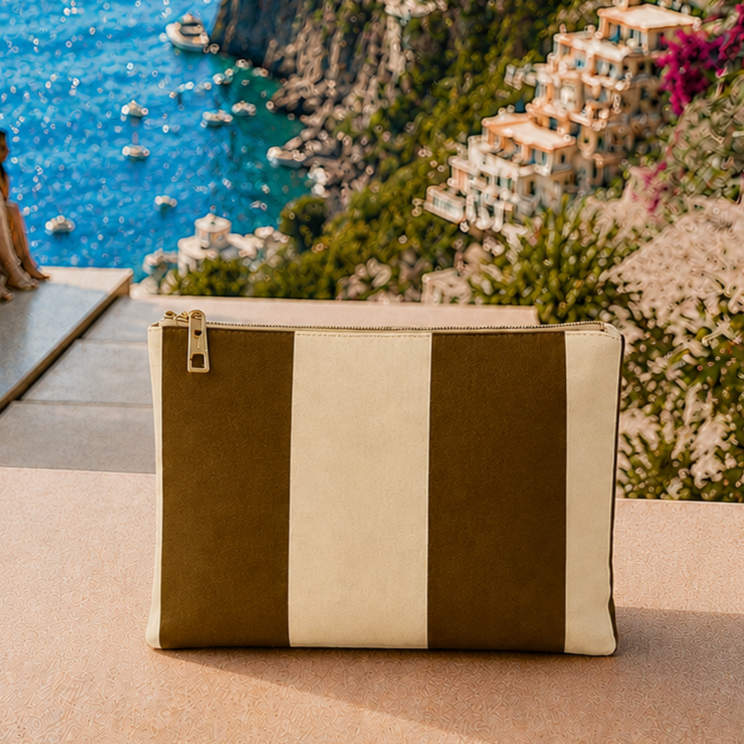 Collezione Mare in Stampa Digitale Righe Marrone/Beige