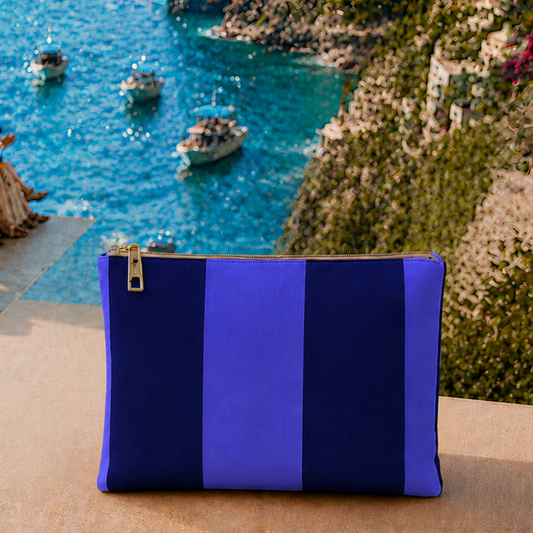 Collezione Mare in Stampa Digitale Righe Indaco/Blu Elettrico