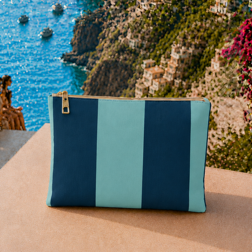 Collezione Mare in Stampa Digitale Righe Tiffany/Ottanio