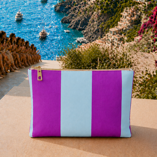 Collezione Mare in Stampa Digitale Righe Viola/Celeste