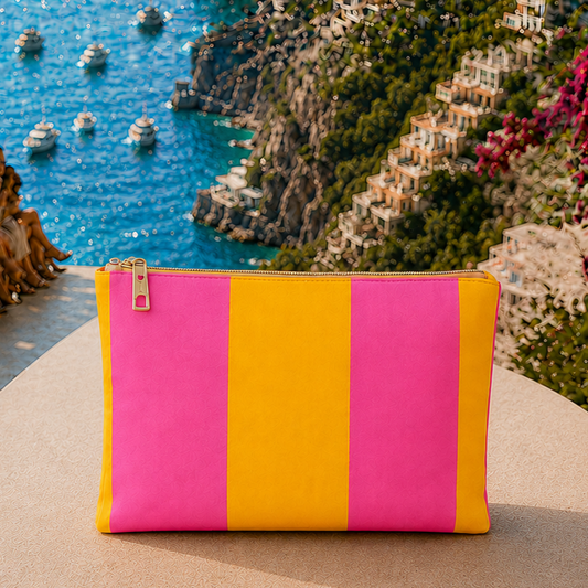 Collezione Mare in Stampa Digitale Righe Arancione_Fucsia