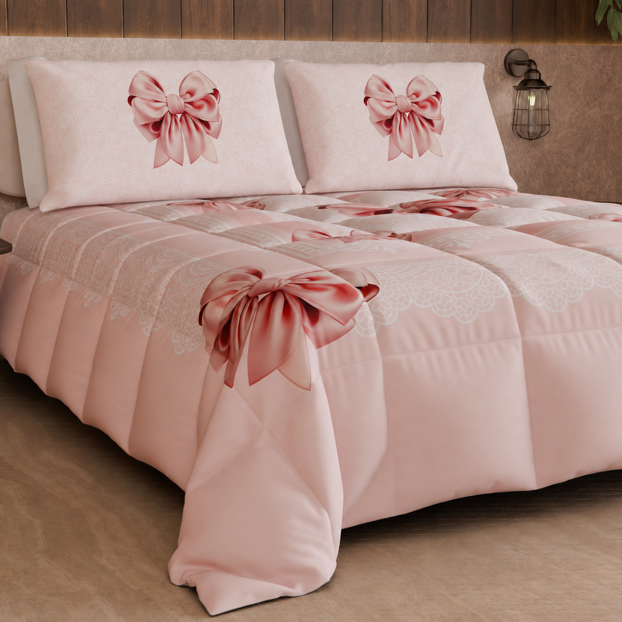 Piumone, Trapunta Matrimoniale, Singola, Piazza e Mezza, Fiocco Rosa