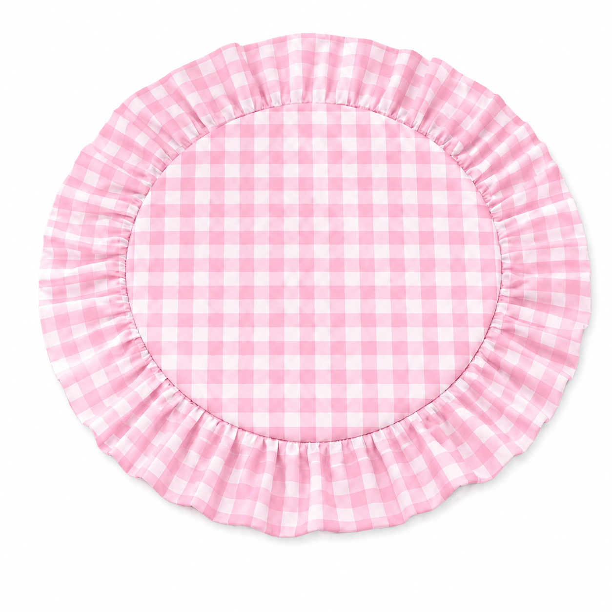 Tovagliette Americane Rotonde con Rouches A Quadretti Rosa