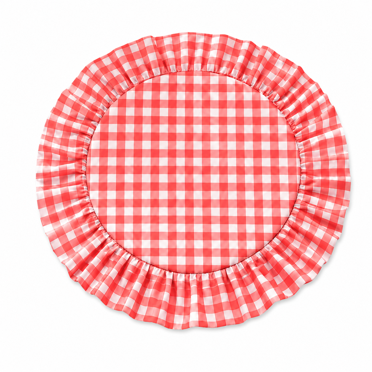 Tovagliette Americane Rotonde con Rouches A Quadretti Rosso