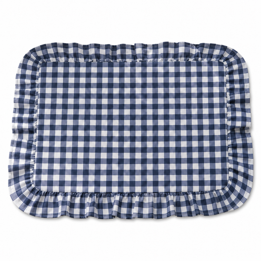 Tovagliette Americane con Rouches A Quadretti Blu Notte