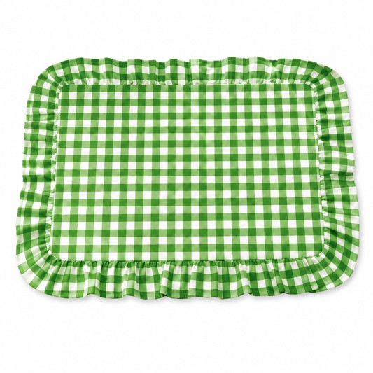 Tovagliette Americane con Rouches A Quadretti Verde