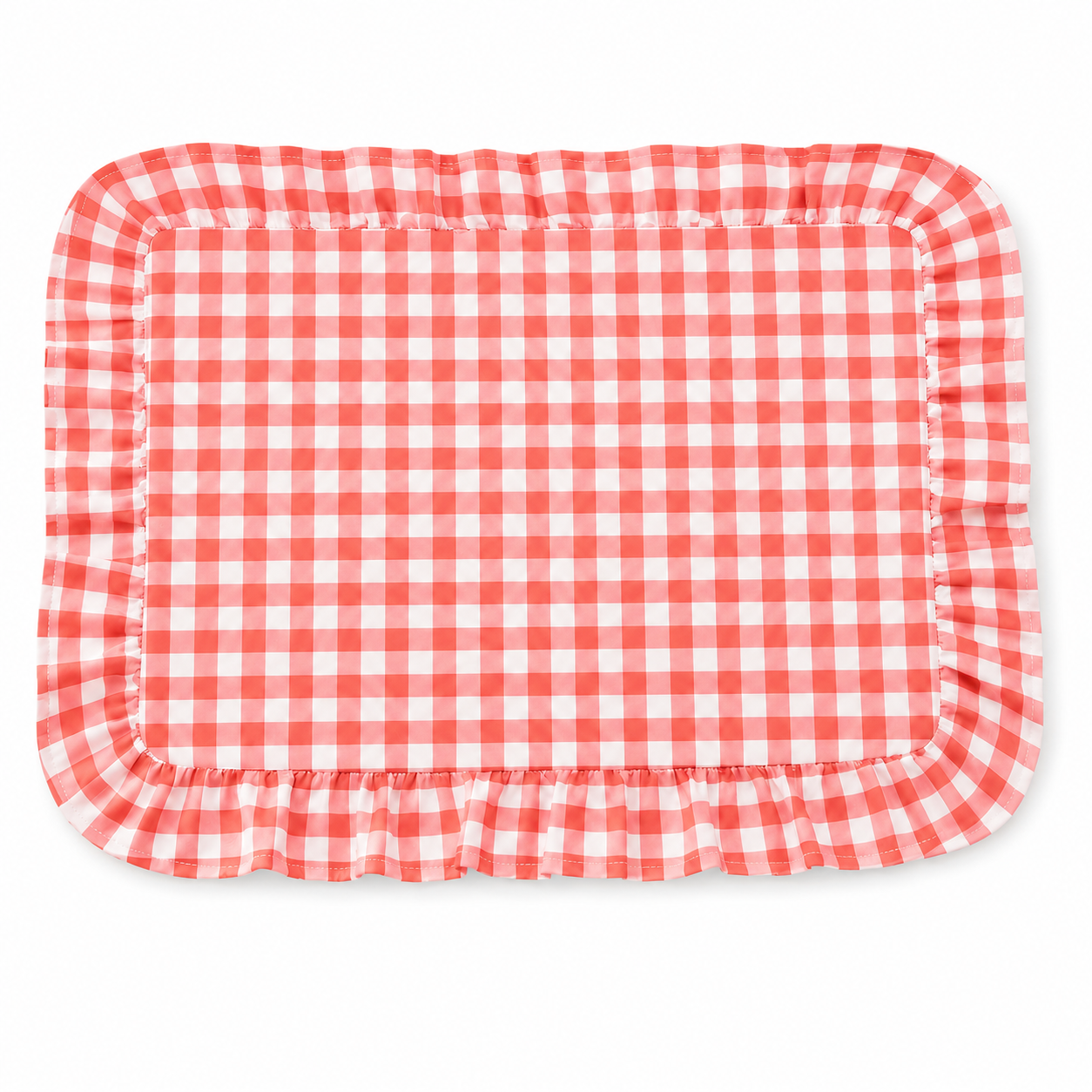 Tovagliette Americane con Rouches A Quadretti Rosso