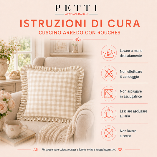 Cuscino Arredo con Rouches A Quadretti Fucsia