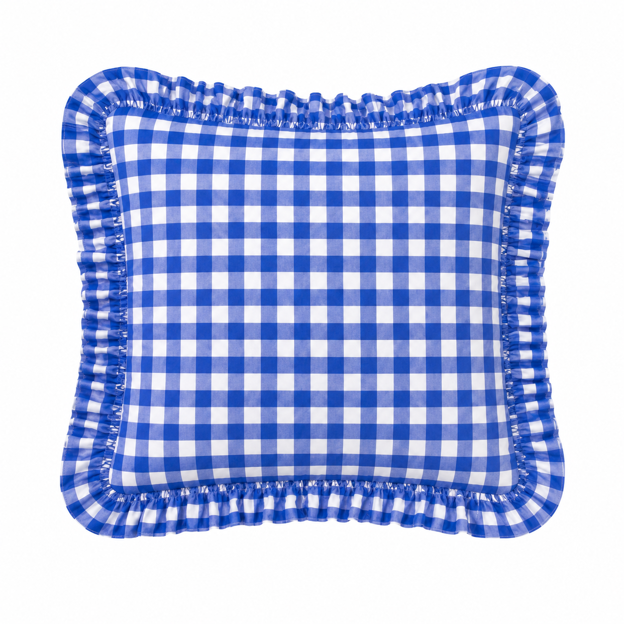 Cuscino Arredo con Rouches A Quadretti Blu Elettrico