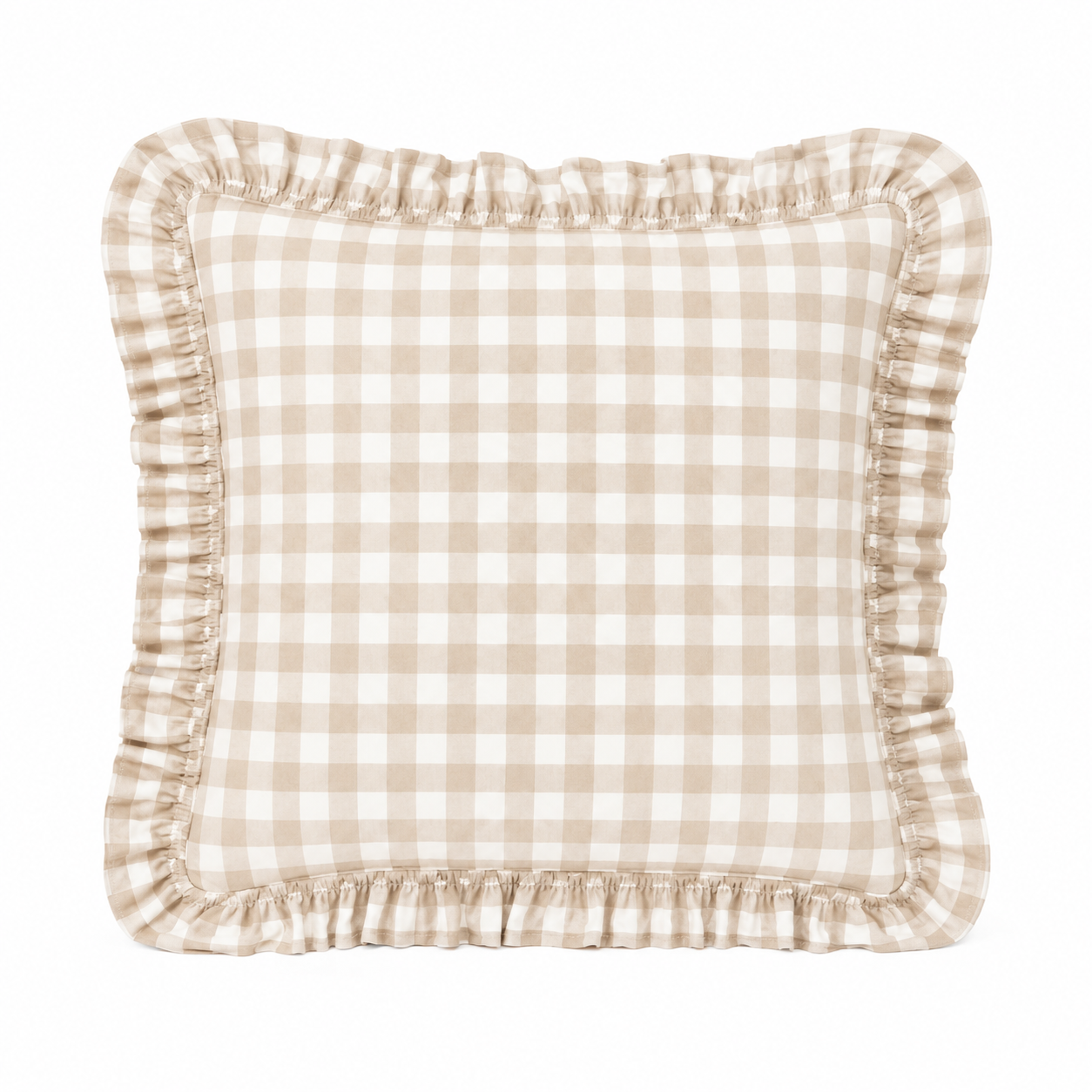 Cuscino Arredo con Rouches A Quadretti Beige