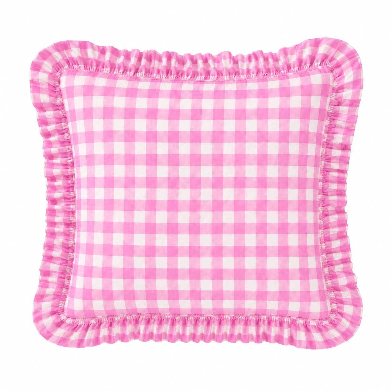 Cuscino Arredo con Rouches A Quadretti Fucsia