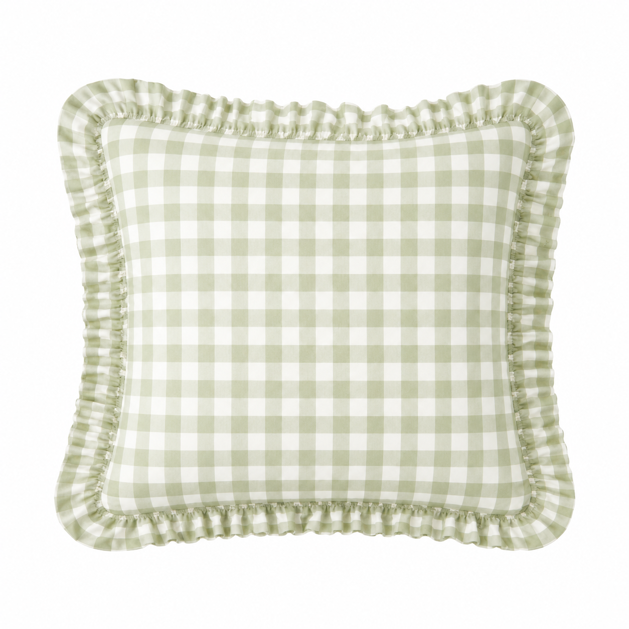 Cuscino Arredo con Rouches A Quadretti Salvia