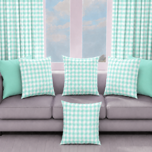Cuscini, Copricuscini Divano, Cuscini Arredo in Stampa Digitale A Quadretti Tiffany