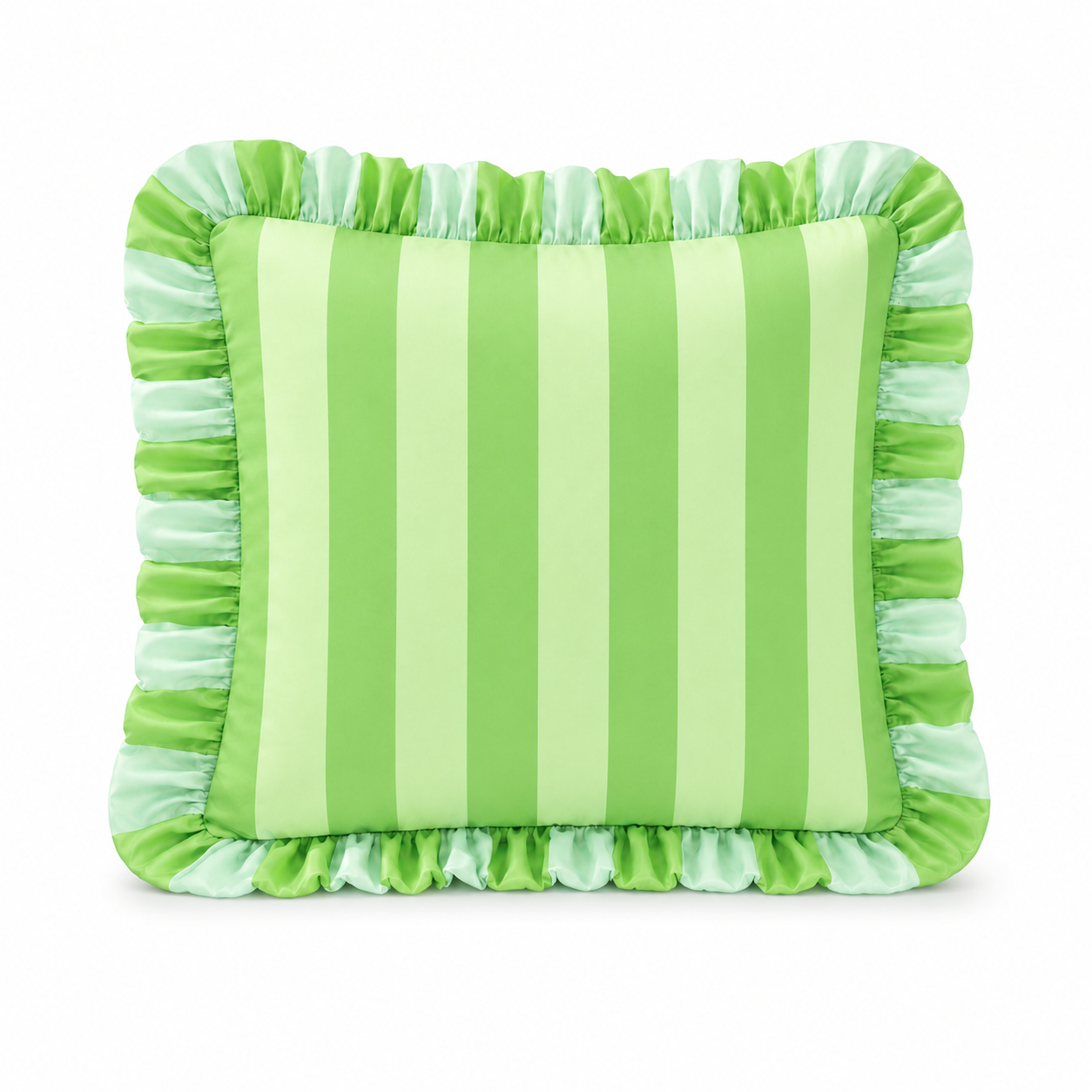 Cuscino Arredo con Rouches Righe Verde Chiaro/Salvia