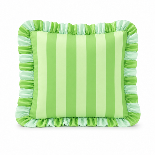 Cuscino Arredo con Rouches Righe Verde Chiaro/Salvia